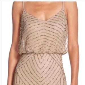 adrianna papell art deco beaded blouson gown-size4